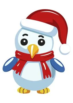 Penguin in Santa's hat Stock Illustration