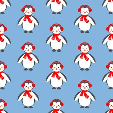 Penguin seamless pattern Stock Illustration