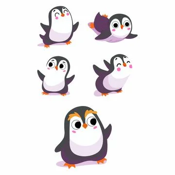 Penguin set element vector art illustration イラスト素材