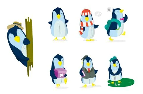 Penguin Set Stock Illustration