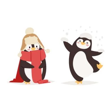 Penguin set vector characters Stock Illustration