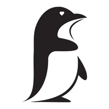 Penguin Simple Vector | Penguin Black and White, Penguin Sketch, Simple Vecto Stock Illustration