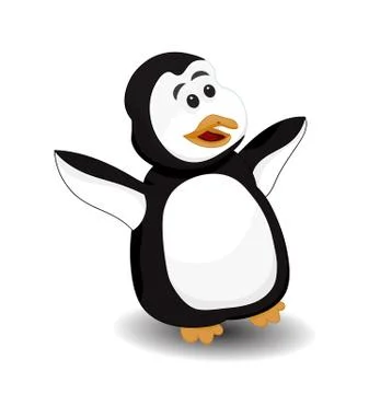 Penguin spread hand surprise Stock Illustration