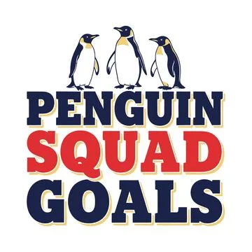 Penguin squad goals with three penguins standing together tshirt design Stock Illustration