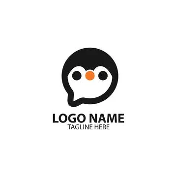 Penguin talk logo design vector Stock-Illustration