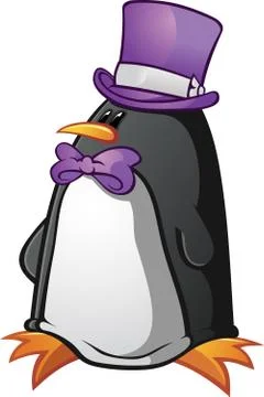 Penguin Top Hat Cartoon Character Stock Illustration