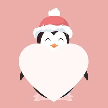 Penguin valentines card with dedication to write Illustrazione stock