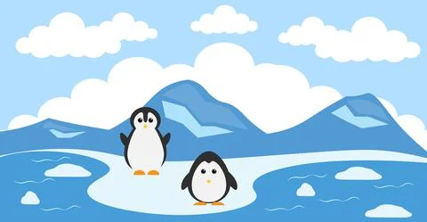 Penguin Vector Cute Animals in Cartoon Style, Wild Animal, Designs for Baby c 스톡 일러스트