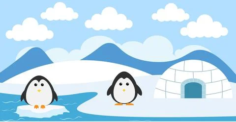 Penguin Vector Cute Animals in Cartoon Style, Wild Animal, Designs for Baby c 스톡 일러스트