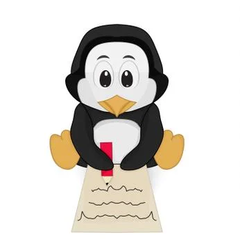 Penguin writing Stock Illustration