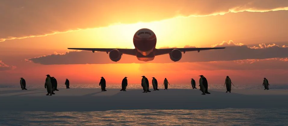 Penguins coming out of an igloo Stock Illustration