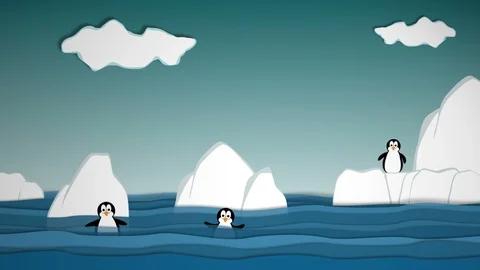 Penguins On Ice Cartoon Stock Footage 121171571