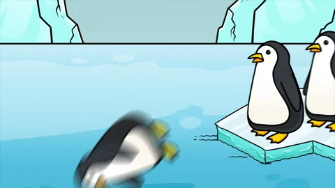 Penguins Jumping Into The Water Stock Footage 232192329