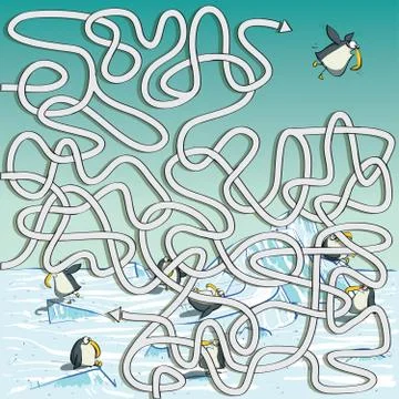 Penguins Maze Game Stock Illustration