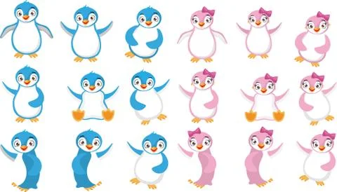 Penguins Vector Illustrations Stock Illustration