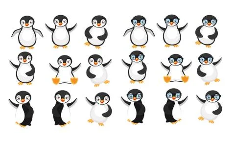 Penguins Vector Illustrations Stock Illustration