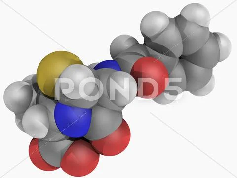 Penicillin g drug molecule Stock Illustration