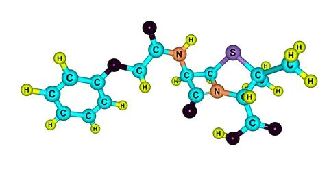Penicillin molecular structure isolated on white Stock Illustration