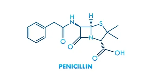 Penicillin Molecular Structure on White and Green Background 库存影片 314963574