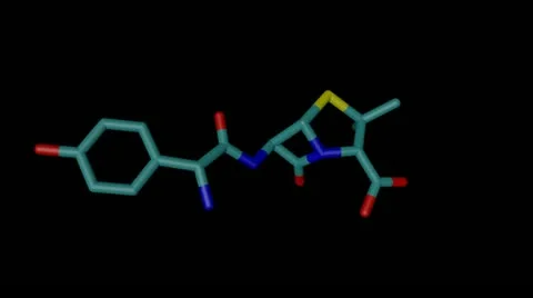 Penicillin molecule with alpha channel Stock Footage 11132919