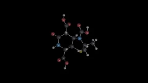 Penicillin Molecule Rotating on Black Background Vídeos de archivo 344702048