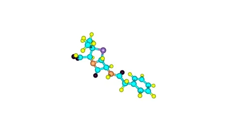 Penicillin molecule rotating video full HD Stock Footage 131445909
