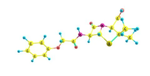 Penicillin V molecular structure isolated on white Stock Illustration