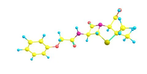 Penicillin V molecular structure isolated on white Stock Illustration
