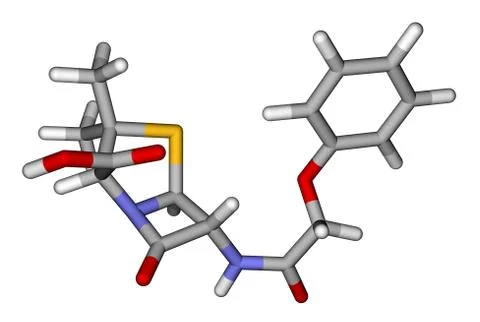 Penicillin V sticks molecular model Stock Illustration