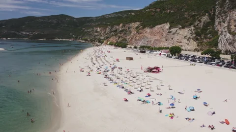 Peninsula and sandy coast with Blue ocean and shallow water. Stock Footage 166114371