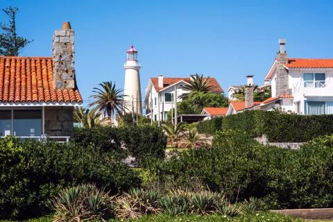 Peninsula area with Lighthouse in Punta del Este, Maldonado, Uruguay Stock Photos