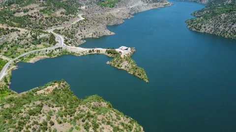A Peninsula on a Blue Lake Stock Footage 247957293