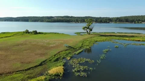 Peninsula flyby Beaverfork Lake Stock Footage 201689789