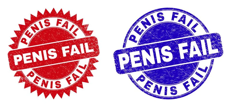 PENIS FAIL Round and Rosette Seals with Distress Surface イラスト素材