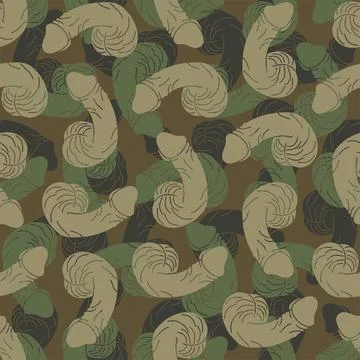 Penis military pattern seamless. Phallus army background. male organ  soldi.. Stock Illustration
