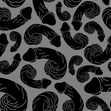 Penis pattern seamless. Phallus background. male organ texture. Ornament ad.. Stock Illustration