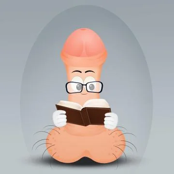 Penis reads a book Stock Illustration