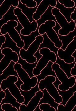 Penis seamless pattern. dick background. Linear backdrop. Male cock texture Stock Illustration