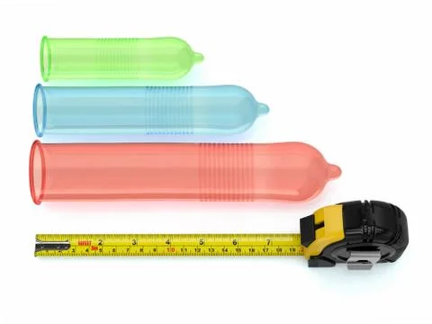 Penis size. condoms of different sizes, and roulette. 3d Stock Illustration