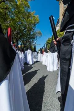 Penitents in procession. Stock Photos