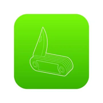 Penknife icon green vector Stock Illustration