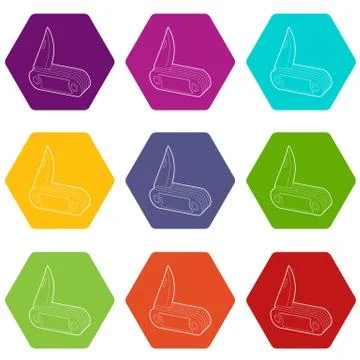 Penknife icons set 9 vector Illustrazione stock