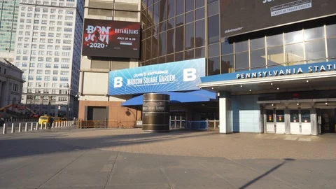 Penn Station NYC Empty NYC Coronavirus Pandemic COVID-19 lock down Stock Footage 127137371