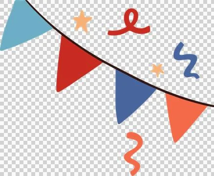 Pennant banner is being shown in flat design with black string, confetti on Stockillustratie