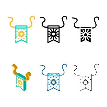 Pennant flag map styles color icon vector 스톡 일러스트