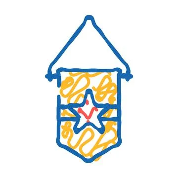Pennant flag web icon doodle illustration Stock Illustration