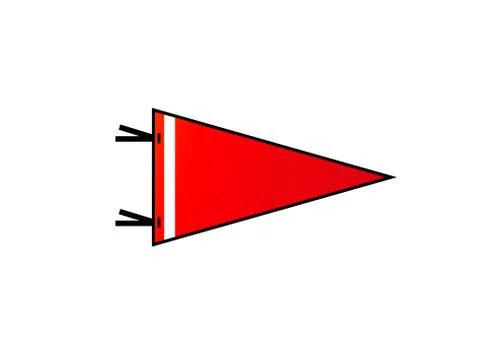 Pennant on white background. Red flag with white strip in flat style Stock Illustration