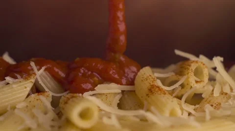 Penne pasta with sauce Stock Footage 57311549