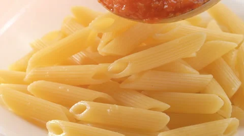 Penne pasta in tomato sauce Stock Footage 62520734