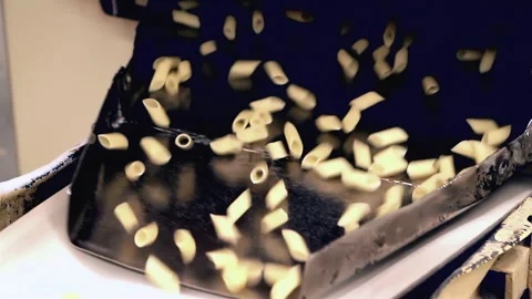 Penne Rigate Falling on Vibrating Machine, Food Processing Line, Argentina - 4K 動画素材 275458023